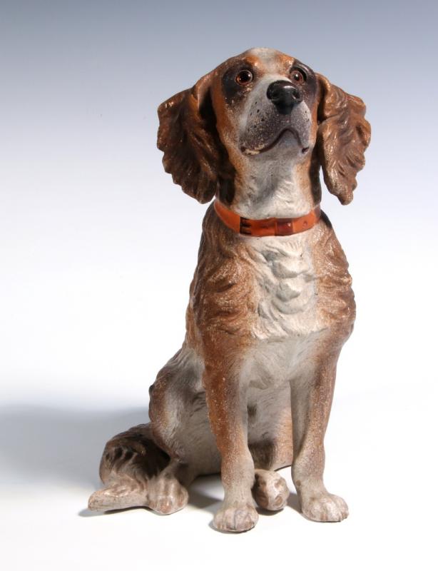 AN EXCEPTIONAL AUSTRIAN TERRA COTTA DOG C. 1900