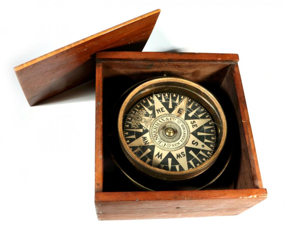 A 19TH CENTURY C.R. SHERMAN & CO. MARITIME COMPASS