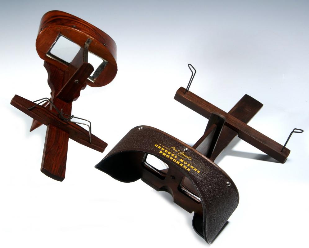 TWO HOLMES TYPE STEREOSCOPES, GENERAL MOTORS