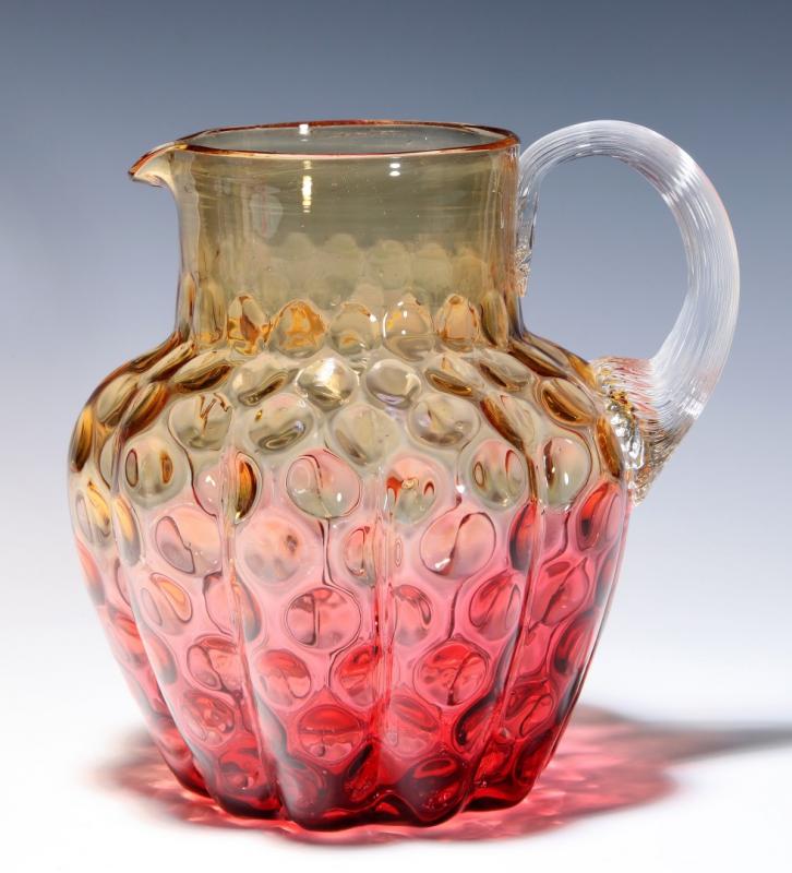 A 19TH C. AMBERINA VICTORIAN ART GLASS PITCHER