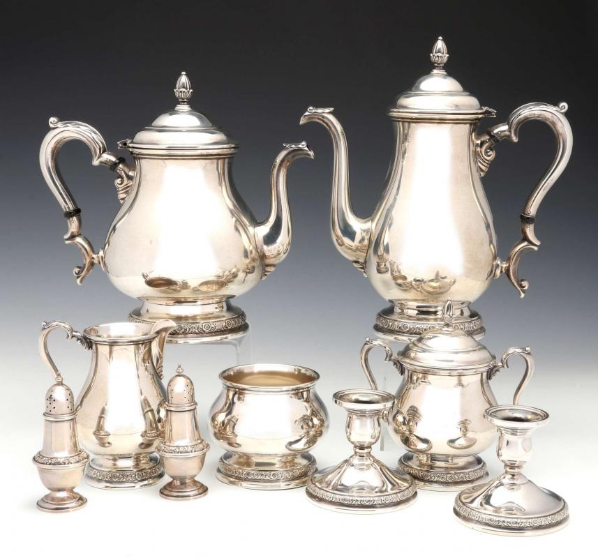 A NINE-PIECE INTERNATIONAL STERLING 'PRELUDE' TABLE SET