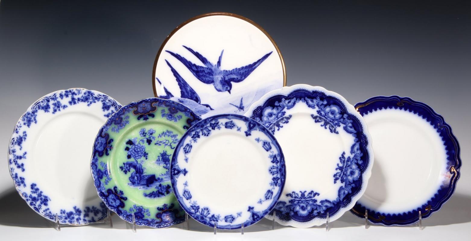 A COLLECTION OF ANTIQUE FLOW BLUE CHINA