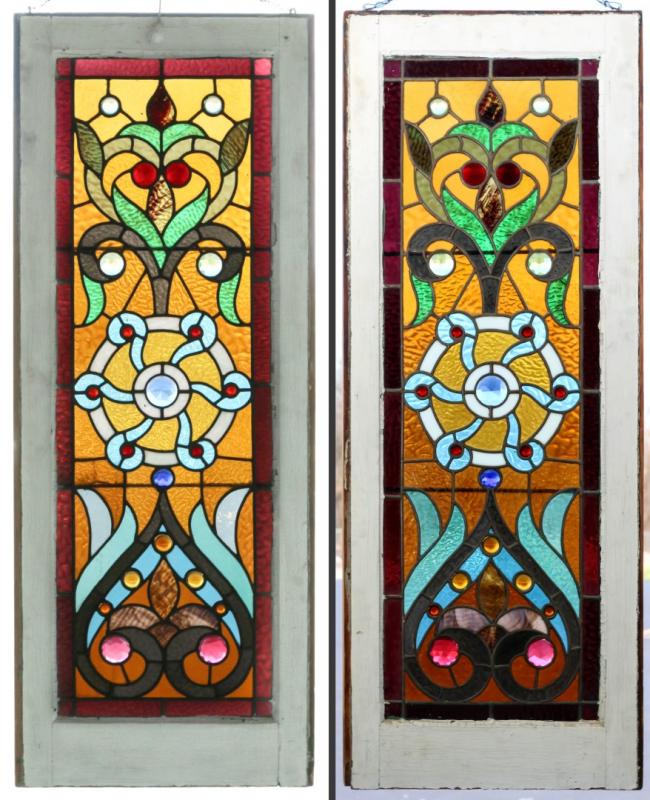 AN OUTSTANDING PAIR 19TH C. STAINED LEADED WINDOWS