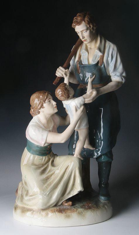 A 24-INCH ROYAL DUX PORCELAIN GROUPING CIRCA 1920