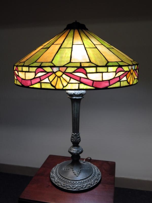 A WILKINSON GEOMETRIC LEADED TABLE LAMP