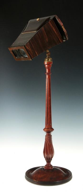A LATE 19TH C. BREWSTER STYLE STEREOSCOPE ON STAND