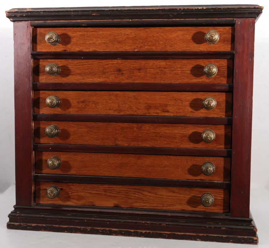 ANTIQUE SIX DRAWER SPOOL CABINET W/O ADVERTISING