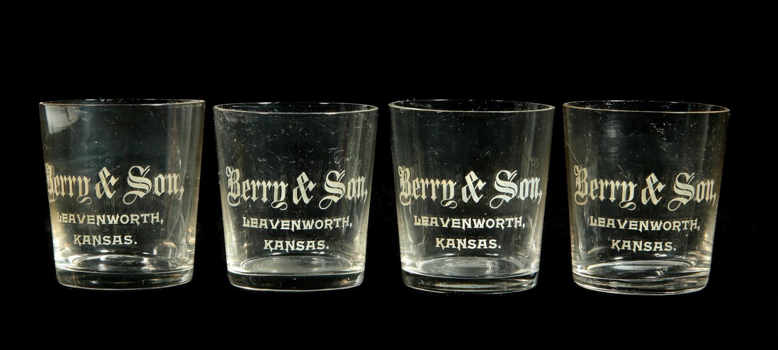 FOUR BERRY & SON LEAVENWORTH, KANSAS SHOT GLASSES