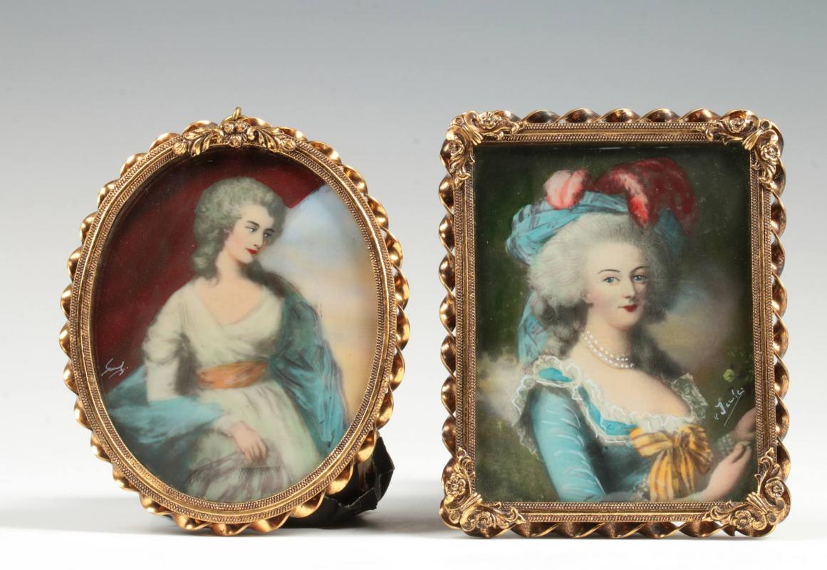 TWO ARTIST SIGNED MINIATURE PORTRAITS