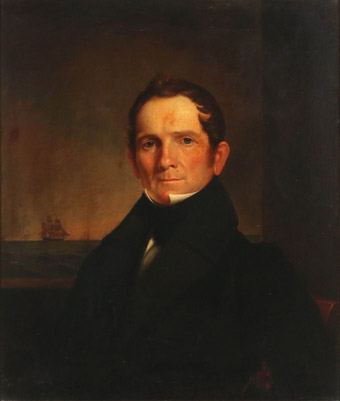 A 19th C. Portrait with Distant Ships