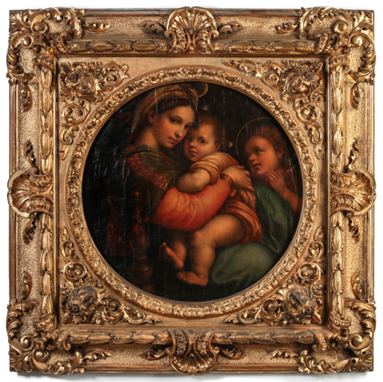 Grand Tour Oil on Canvas of the Madonna, after Raphael