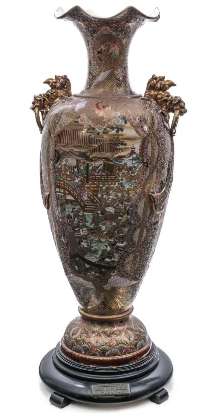 A Meiji Period Satsuma Palace Vase, 50 Inches