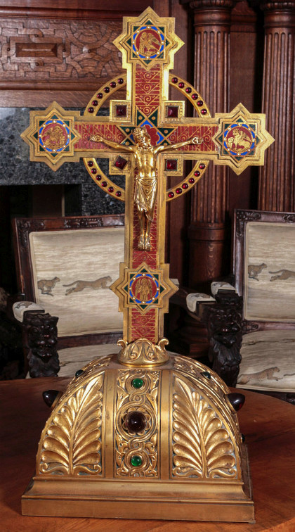 A Large Antique Champlevé Crucifix