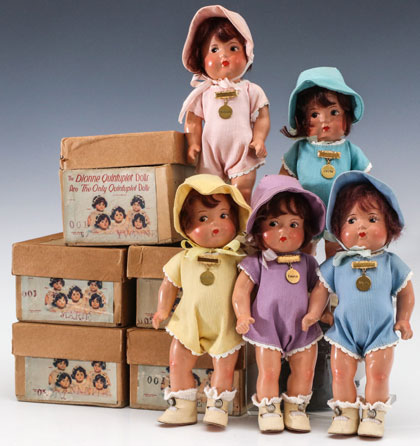 Rare Madame Alexander Dionne Quintuplets Dolls, in Box