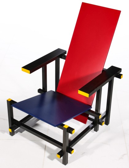 A Cassina Red Blue Chair after Gerrit Rietveld