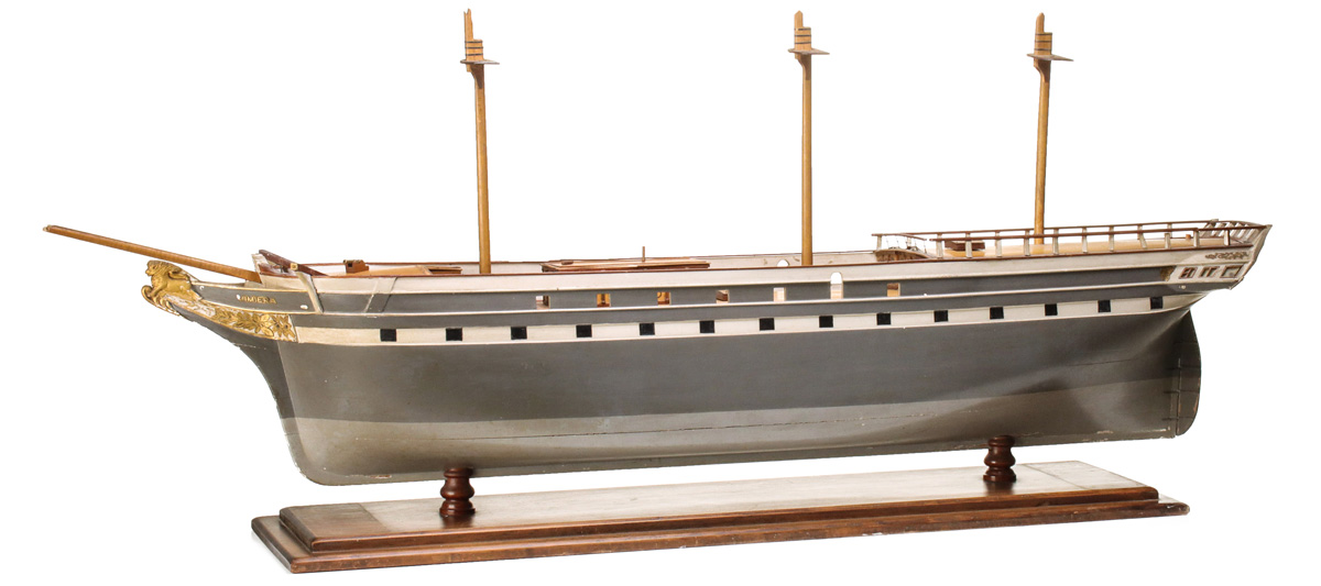 A 50-inch Long Wood Model of the Frigate Vimeira, Purportedly Exhibited at the Crystal Palace Exhibition of 1851