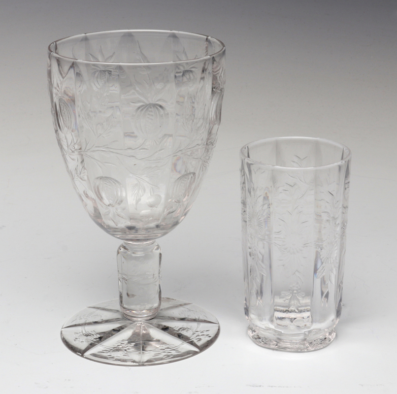 TWO ROCK CRYSTAL ABP GLASSWARE, ATTRIBUTED J HOARE