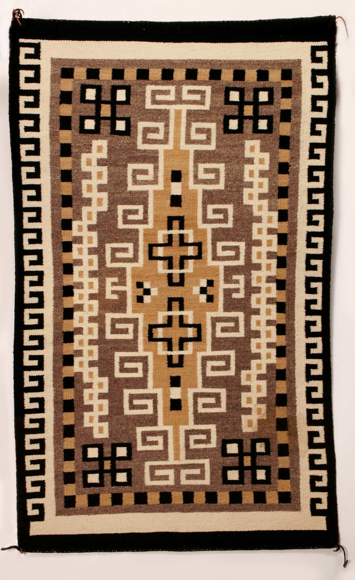 A LATE 20TH CENTURY TWO GREY HILLS NAVAJO WEAVING