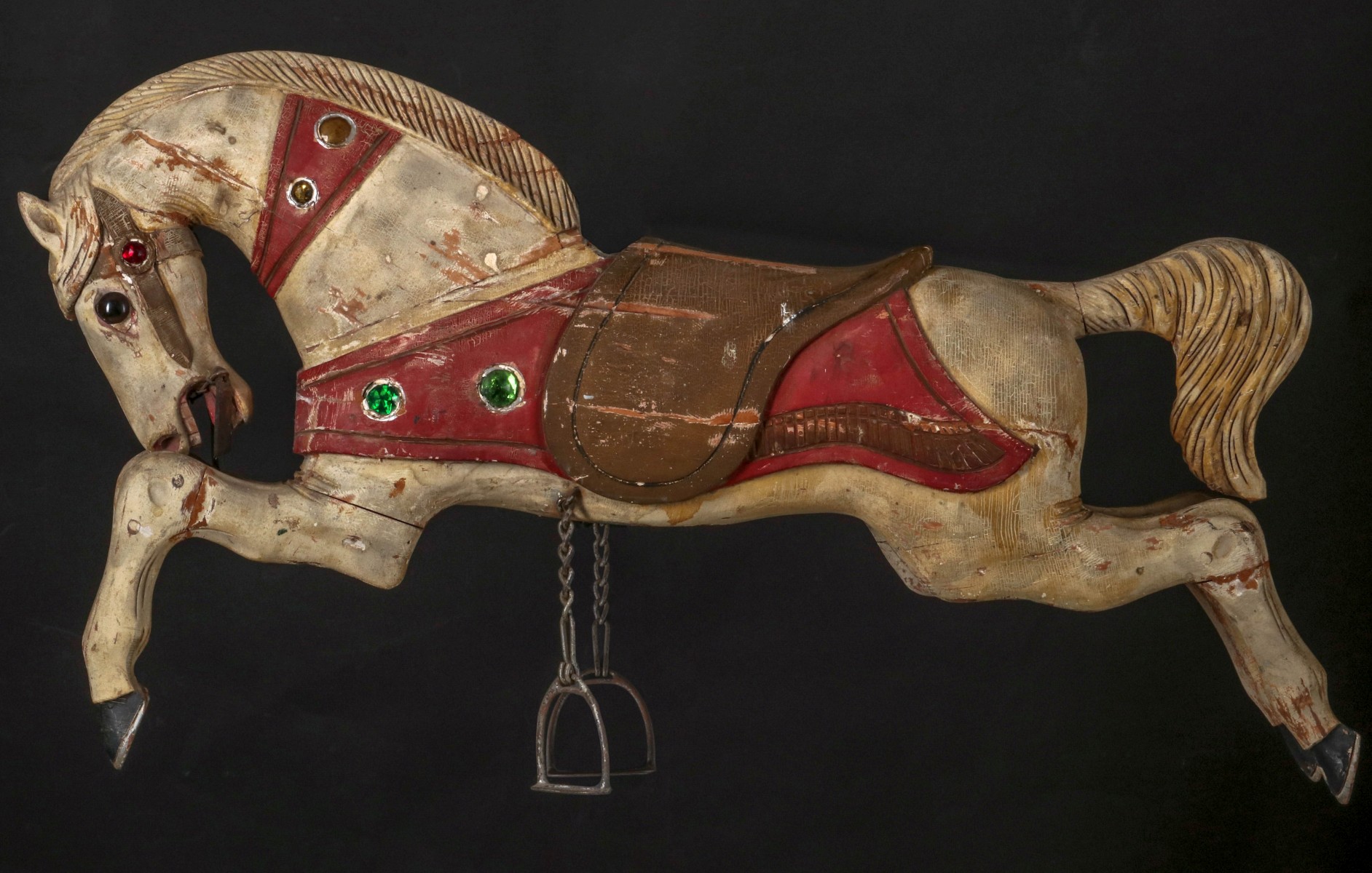 A GOOD JEWELED PARKER CAROUSEL HORSE IN ORIGINAL PAINT