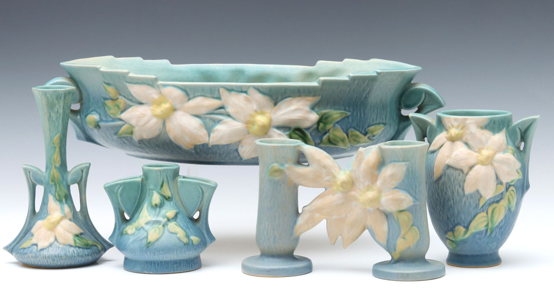 A COLLECTION OF ROSEVILLE CLEMATIS ART POTTERY