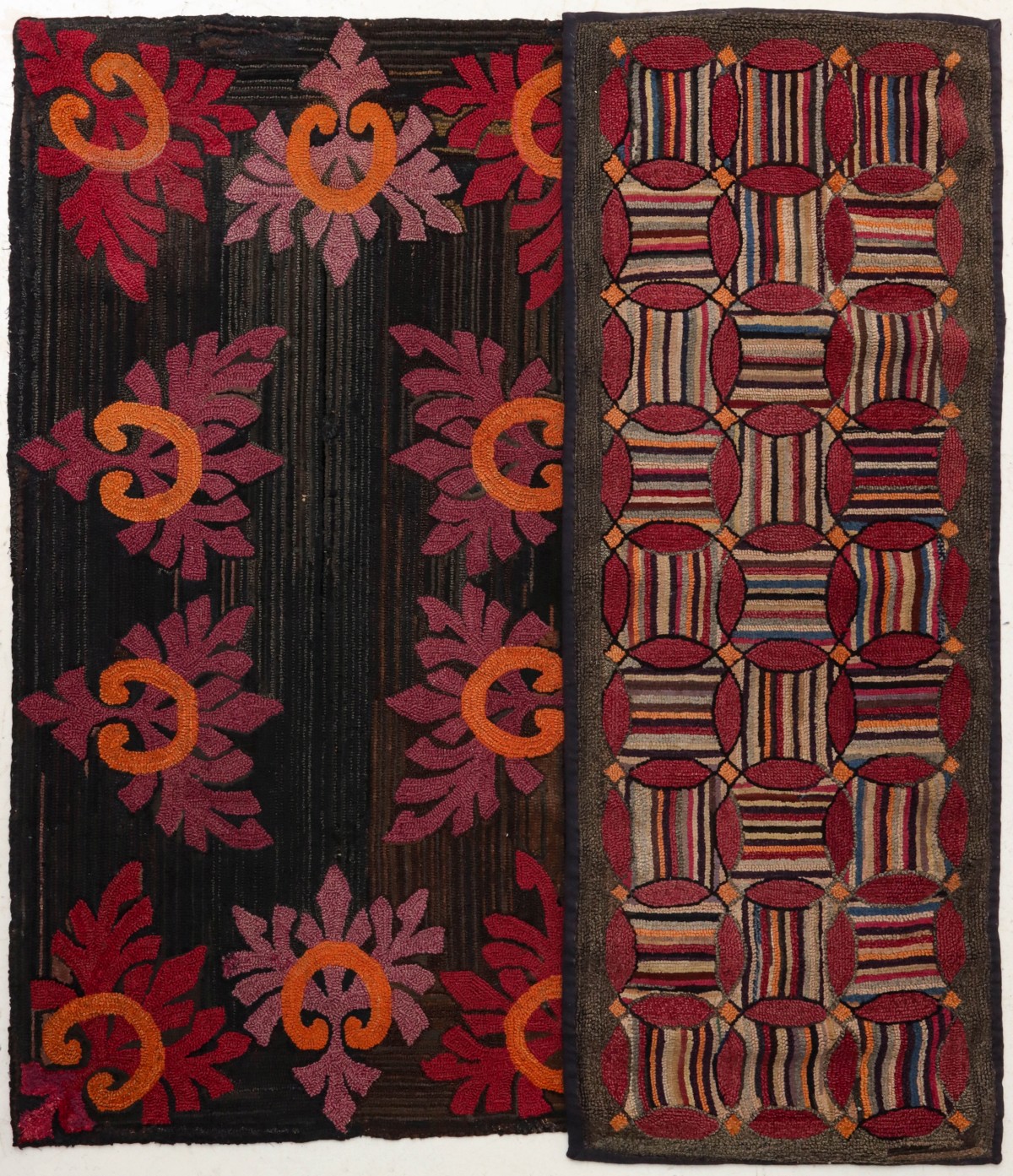 TWO GOOD EARLY 20TH CENTURY HOOKED RUGS