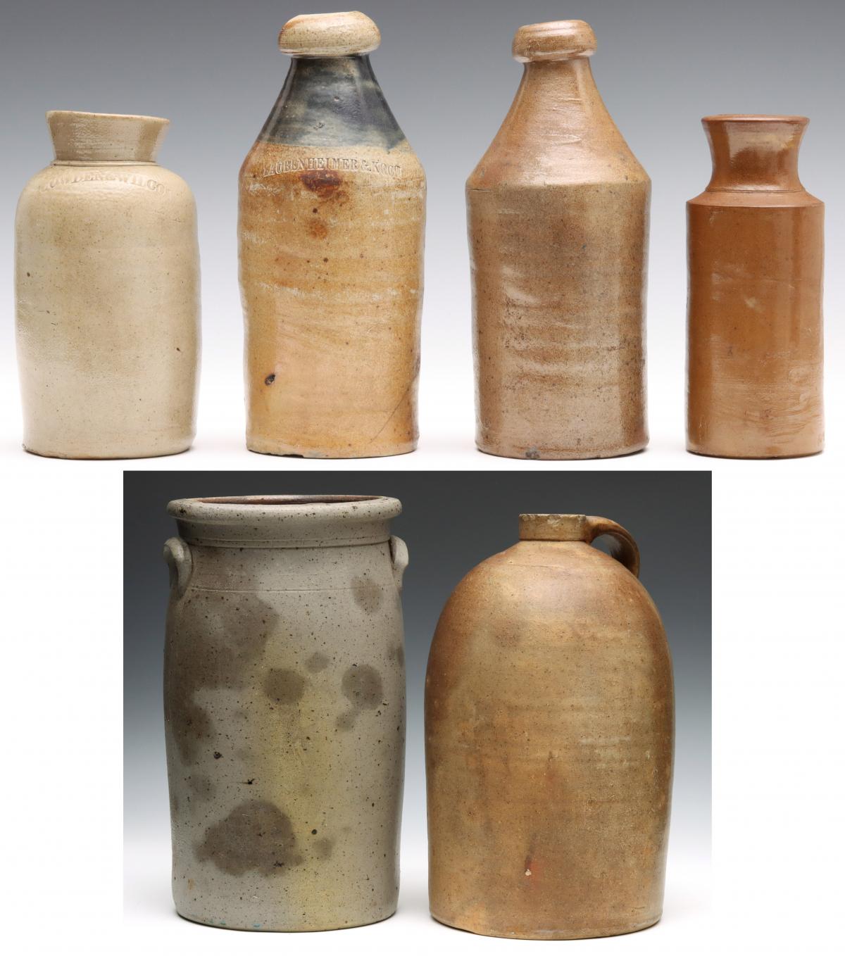 MIDWESTERN AND OTHER STONEWARE CROCK, JUG AND BOTTLES