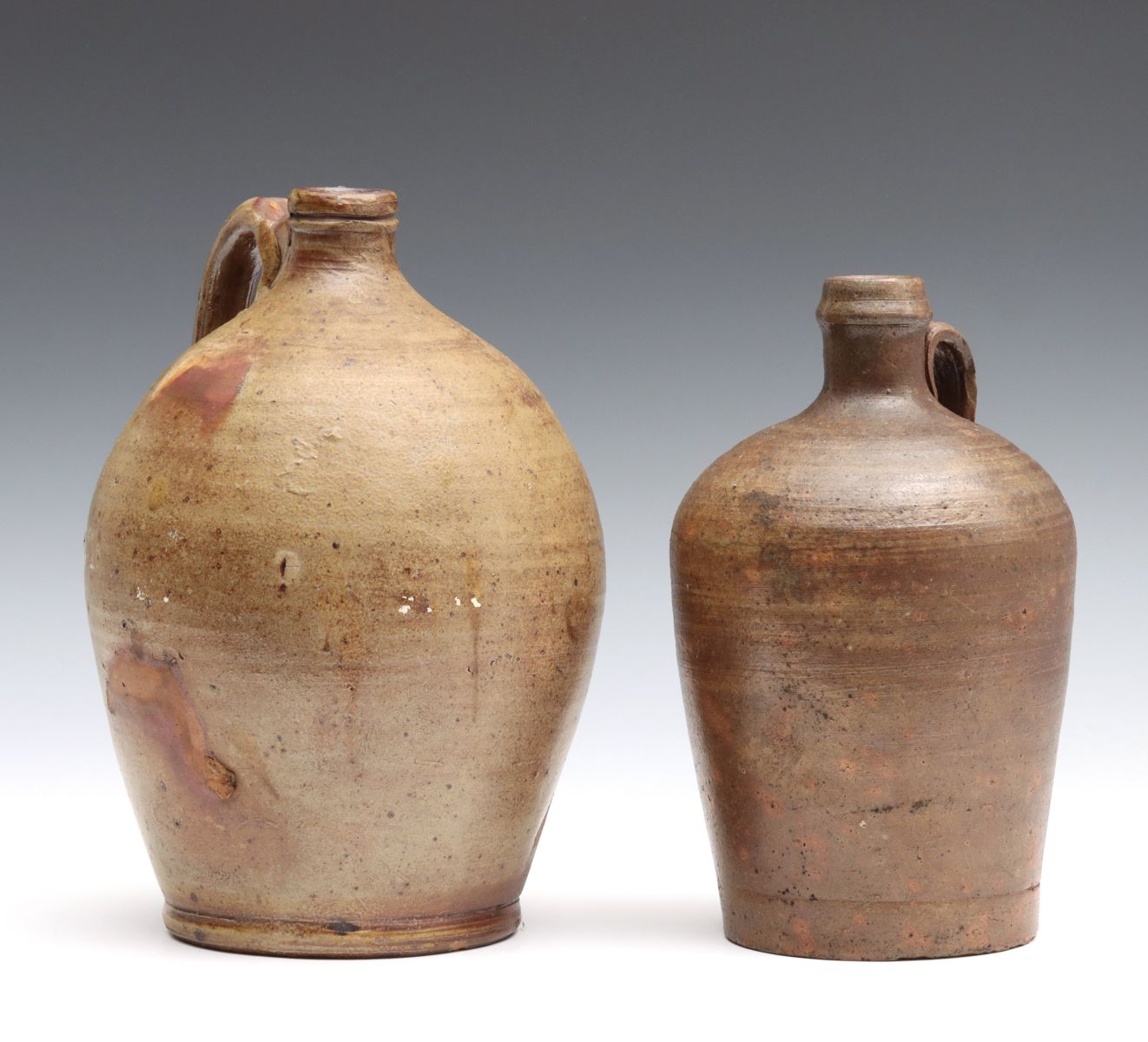 TWO EARLY 19TH C. SOUTHERN UNITED STATES POTTERY JUGS