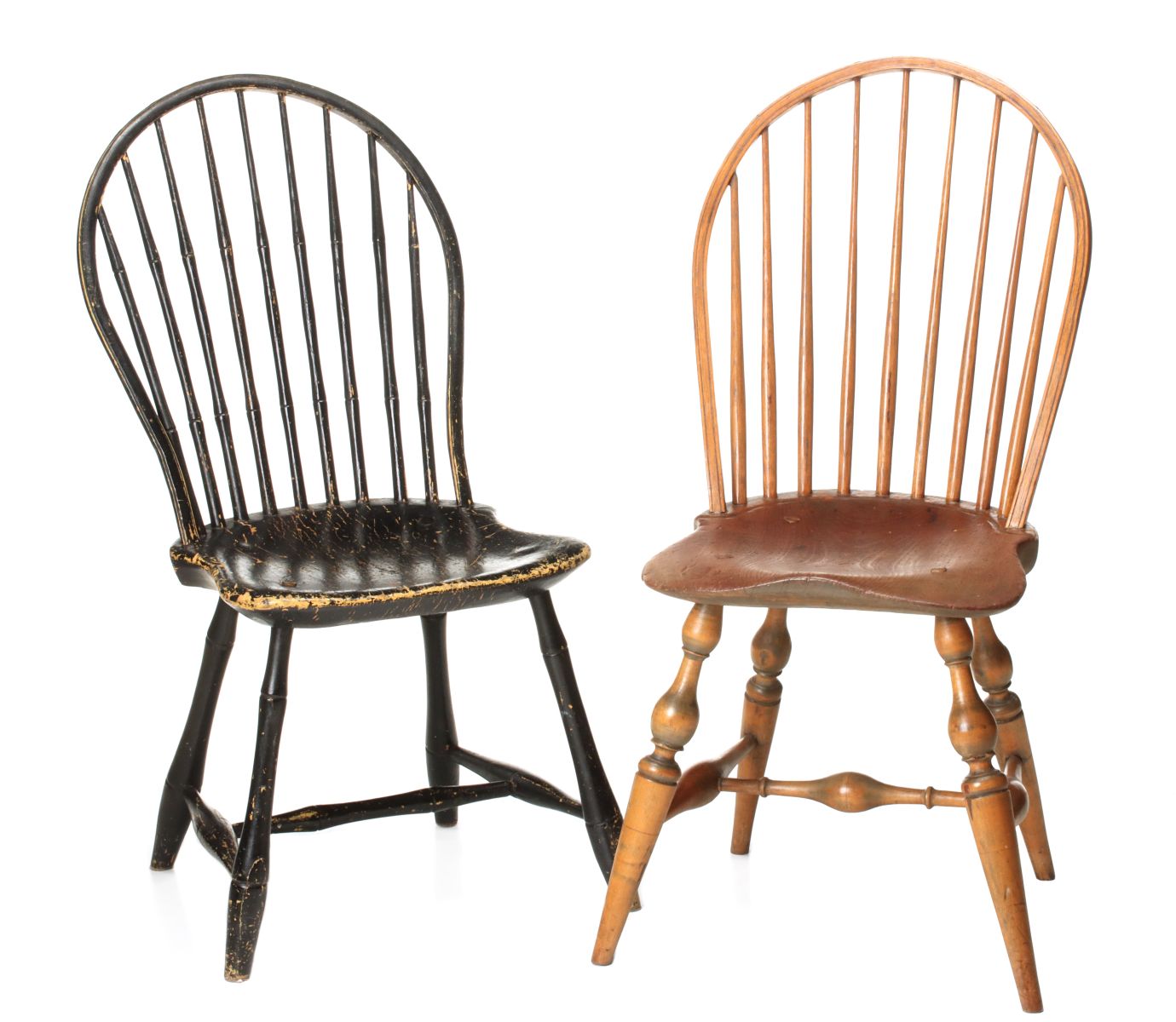 TWO 18TH CENTURY BOW BACK WINDSOR CHAIRS