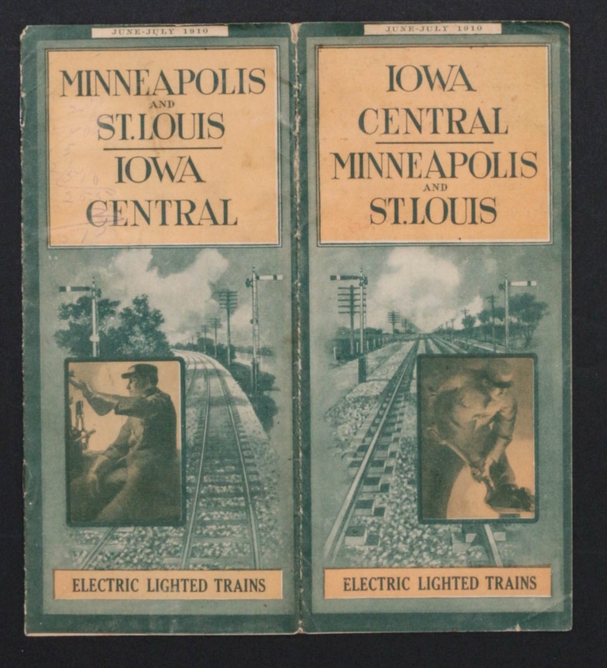 MINNEAPOLIS AND ST. LOUIS TIMETABLE JUNE-JULY 1910