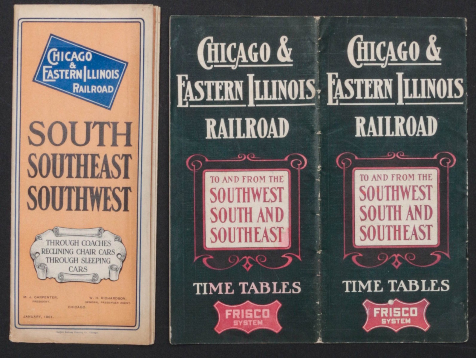 CHICAGO & EASTERN ILLINOIS RR TIMETABLE FOR JAN 1901