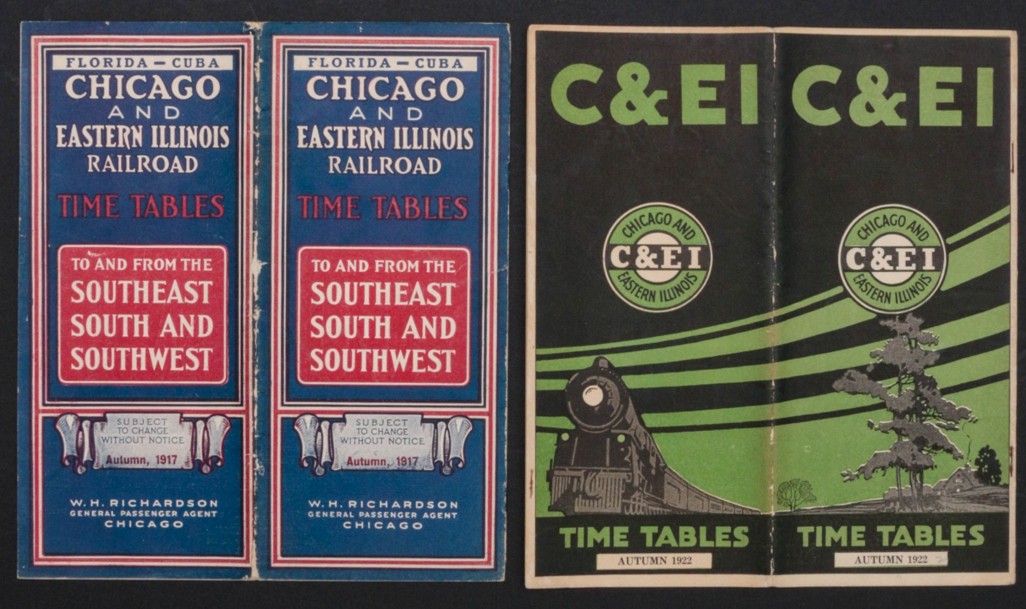 CHICAGO & EASTERN ILLINOIS RR TIMETABLES 1917 & 192