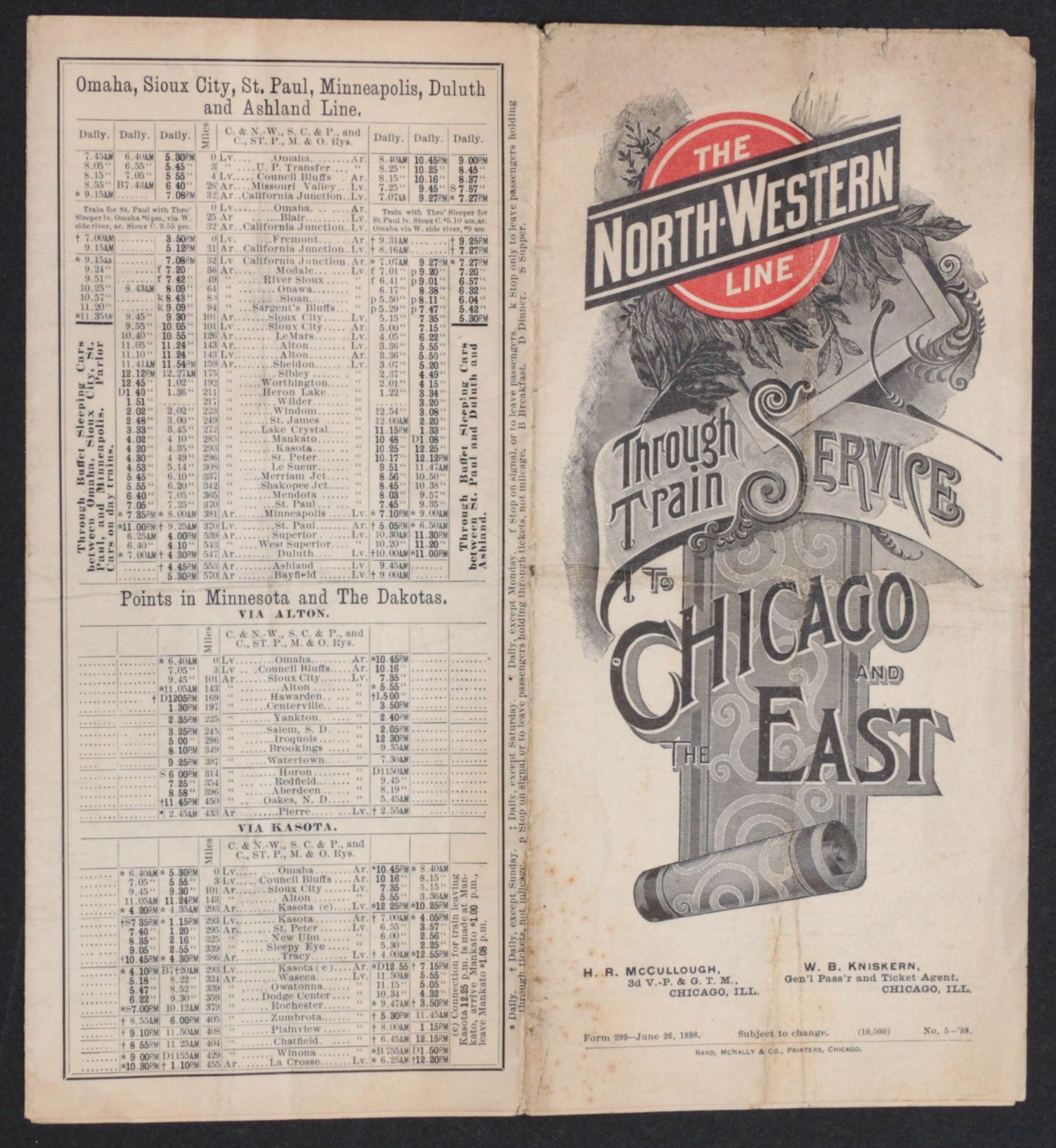 NORTH-WESTERN LINE TIMETABLE FOR JUNE 1898