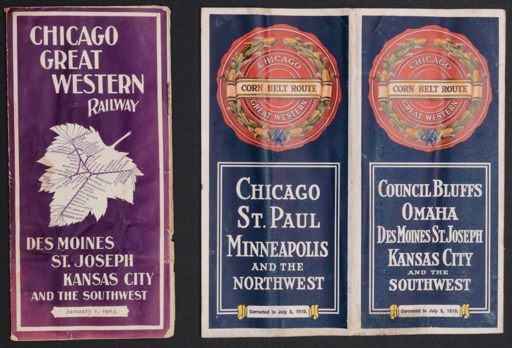 CHICAGO GREAT WESTERN RY TIMETABLES FOR 13 & 19
