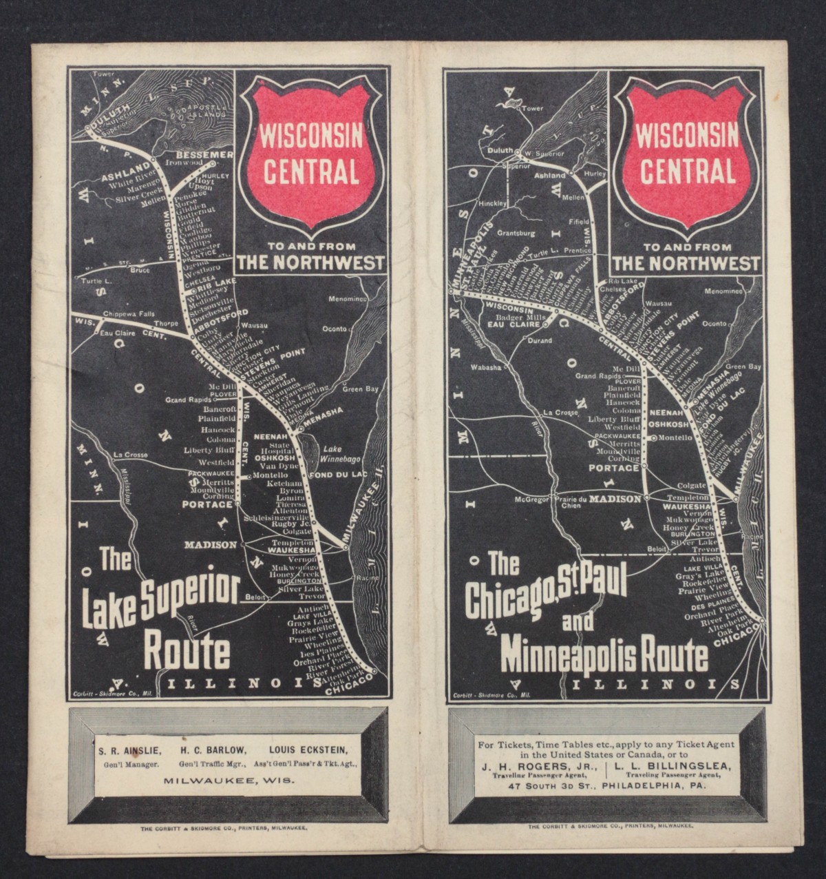 WISCONSIN CENTRAL RR TIMETABLE FOR FEBRUARY 1890
