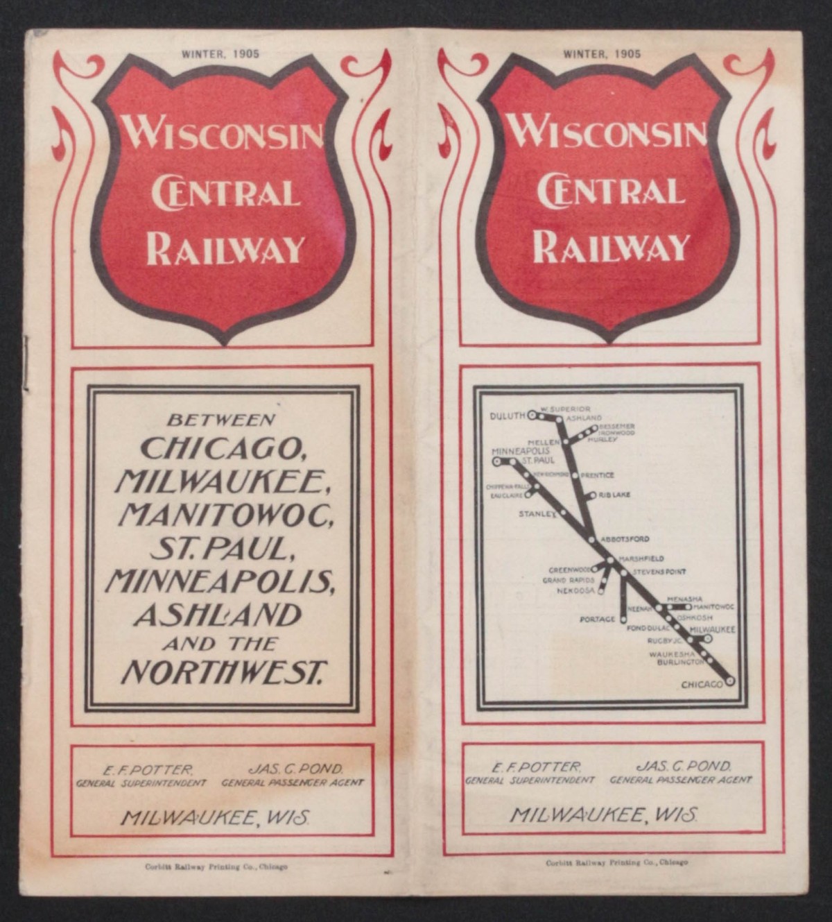 WISCONSIN CENTRAL RY TIMETABLE FOR WINTER 1905