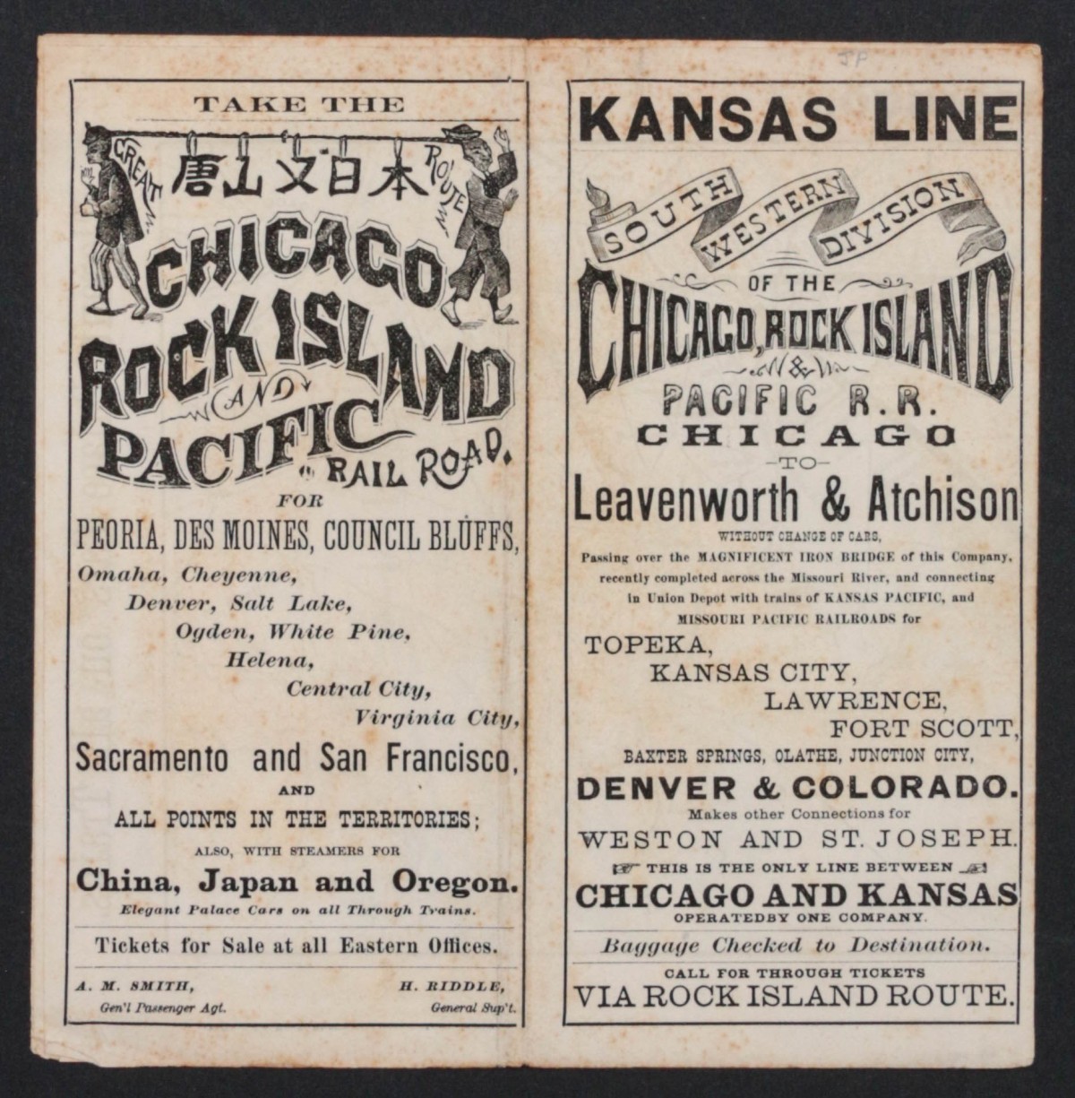 CHICAGO ROCK ISLAND & PACIFIC RR TIMETABLE, NO DATE