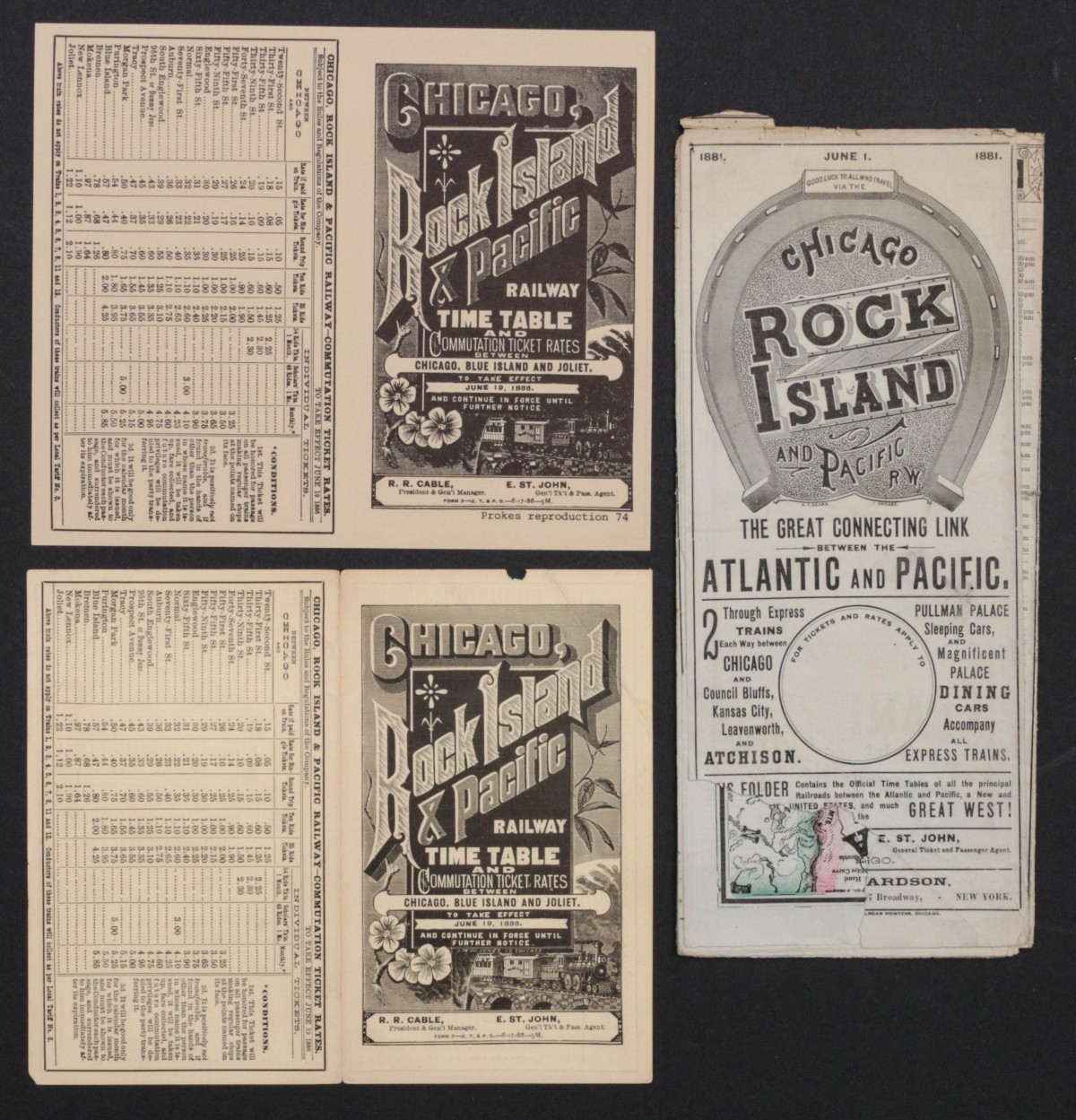 CHICAGO ROCK ISLAND & PACIFIC RR TIMETABLE FOR 1881