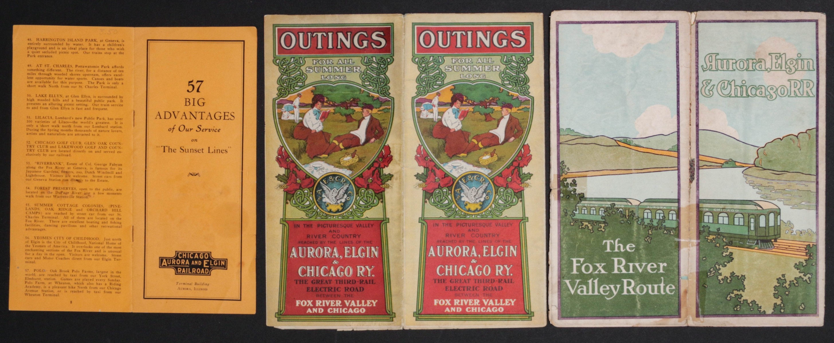 AURORA, ELGIN & CHICAGO RR TIMETABLES CIRCA 1910