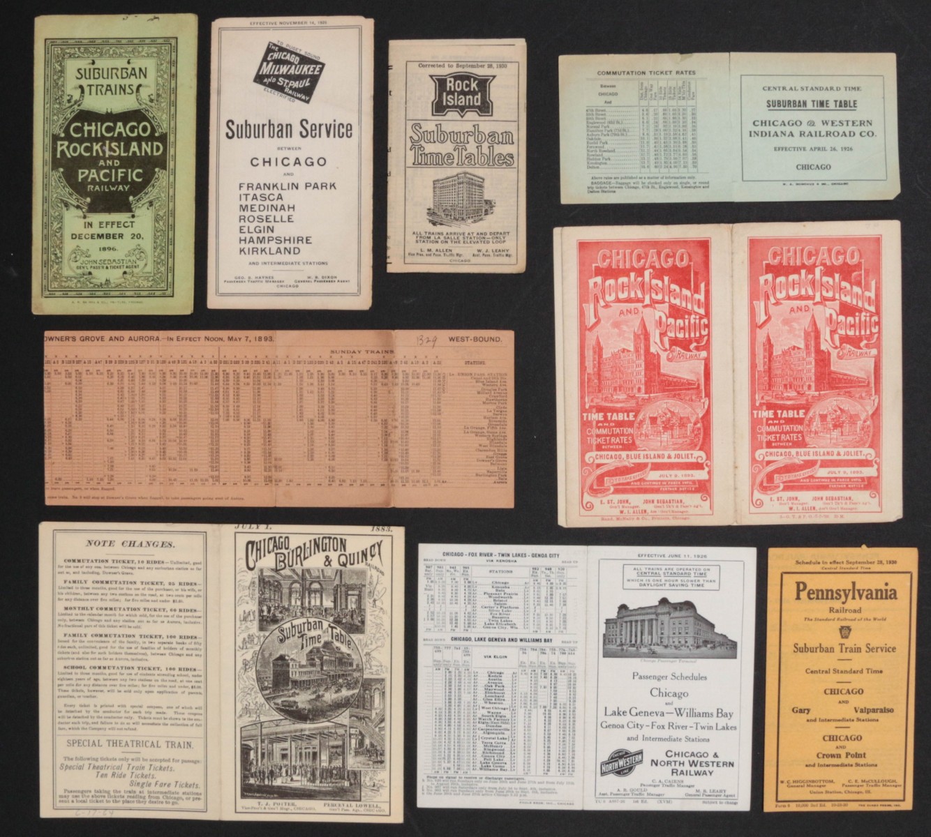 SUBURBAN SERVICE RAILROAD TIMETABLES 1883-1930