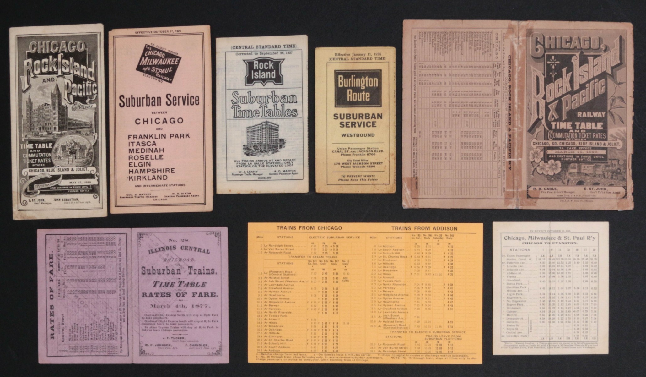 SUBURBAN SERVICE RAILROAD TIMETABLES 1877-1937