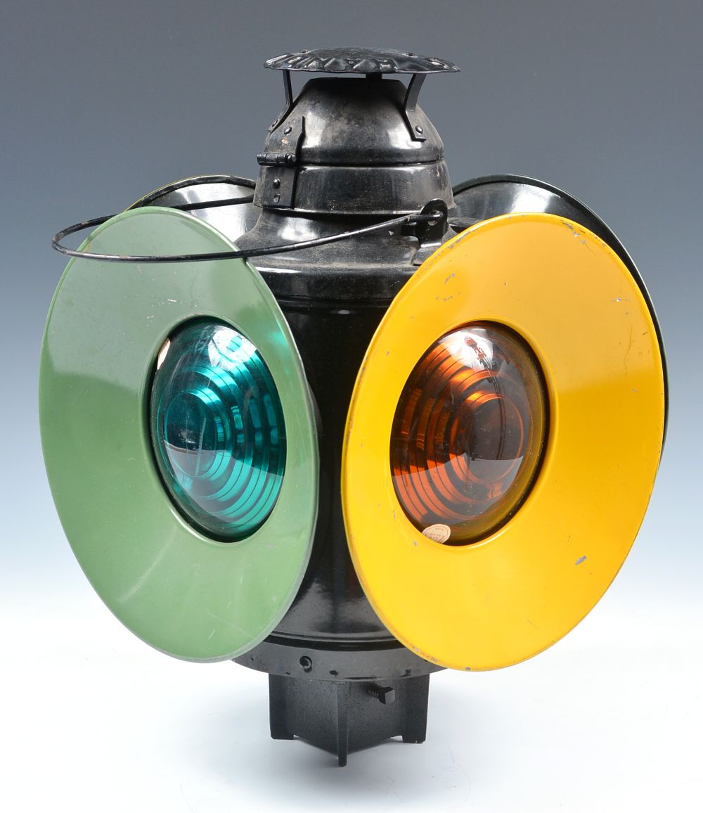 A RAILROAD SWITCH LAMP WITH PAINTED TARGETS