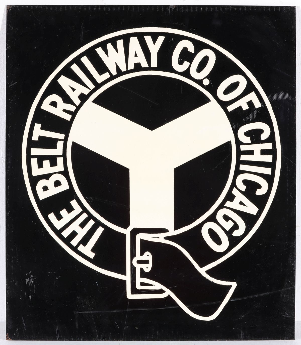 BELT RAILWAY OF CHICAGO PAINTED METAL SIGN