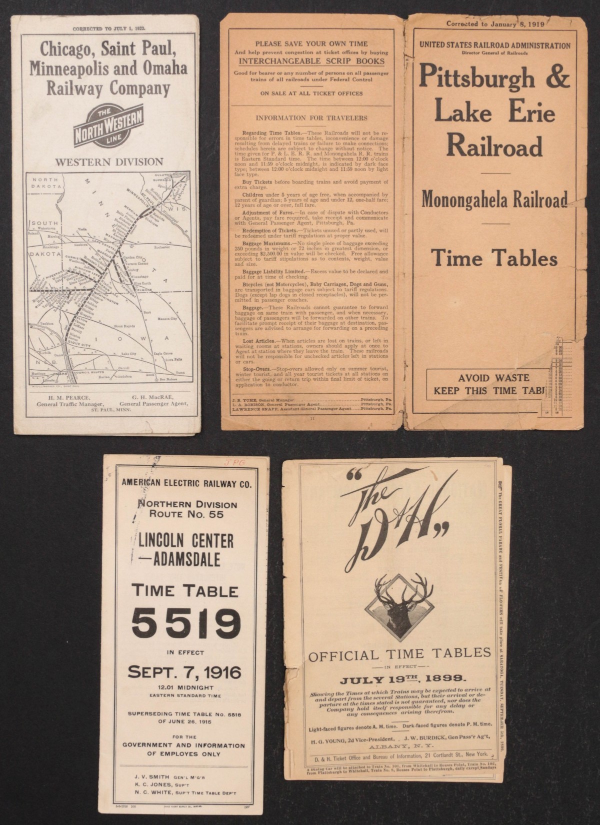 A COLLECTION OF RAILROAD TIMETABLES 1899-1922