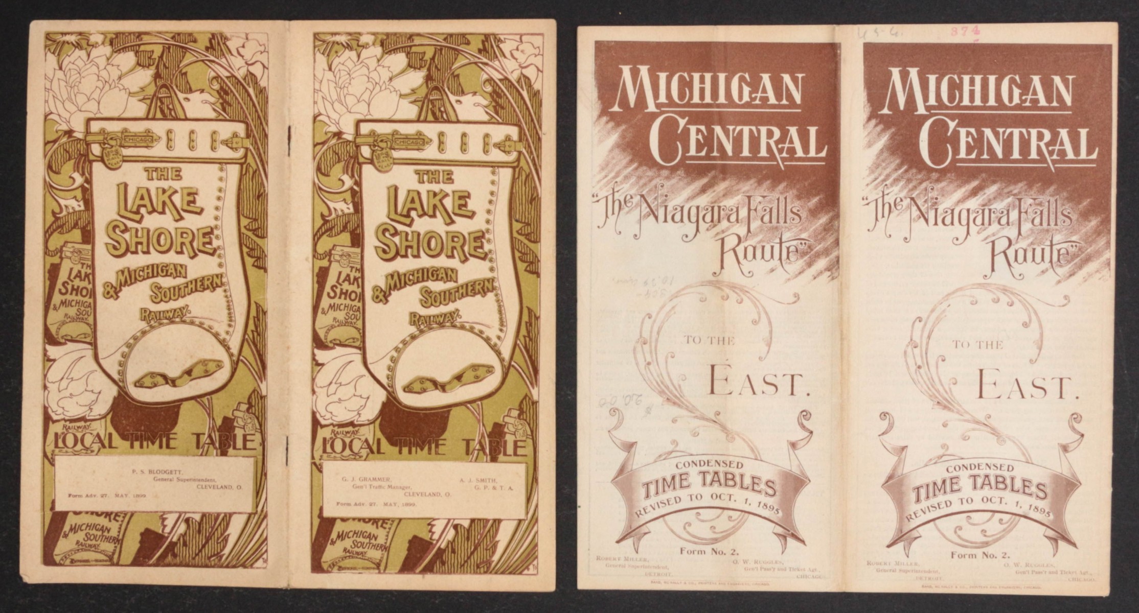 MICHIGAN SOUTHERN AND CENTRAL RR TIMETABLES 1895-98
