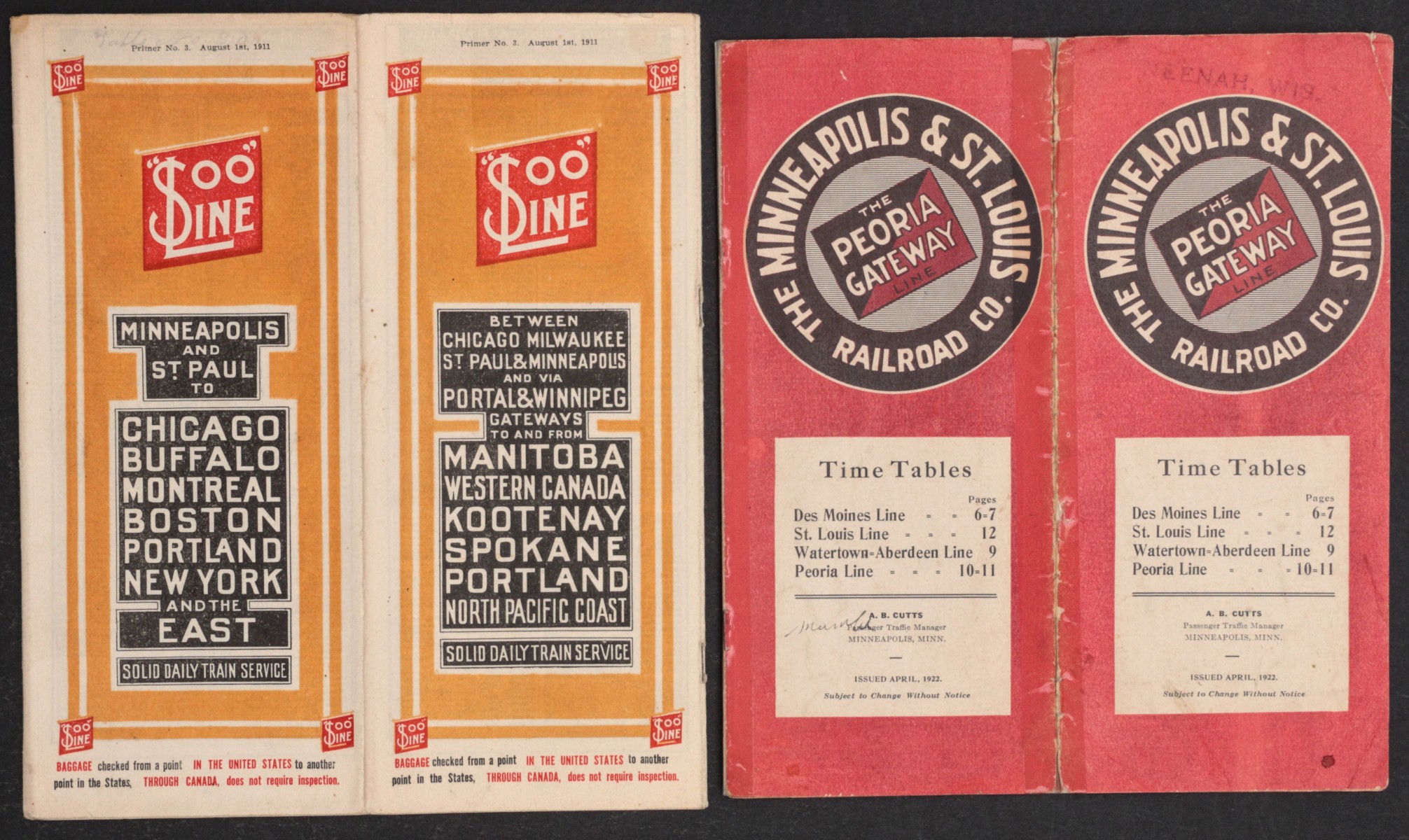 MINNEAPOLIS & ST. LOUIS AND SOO LINE RR TIMETABLES
