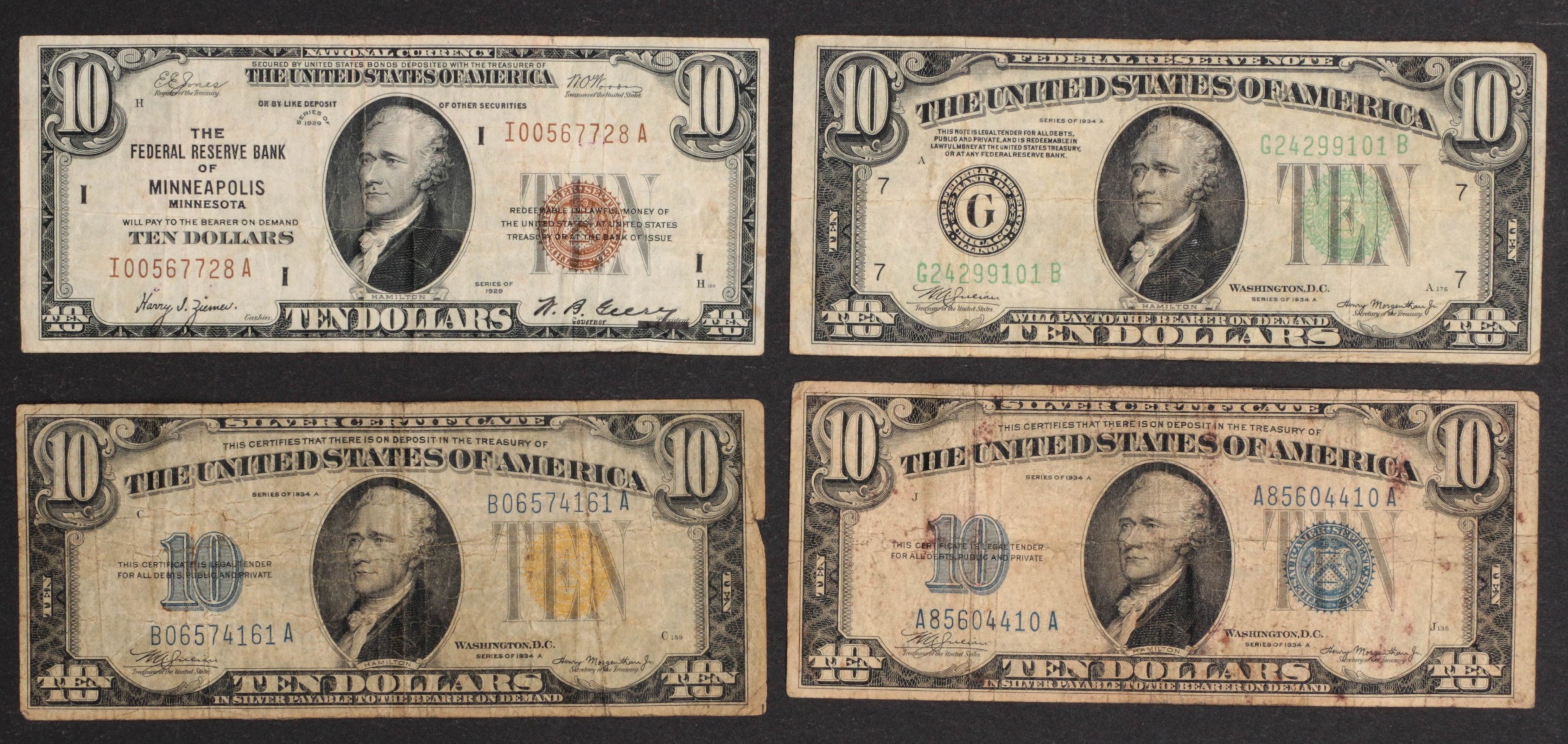 U.S. CURRENCY $10 BILLS FROM THE 1930s