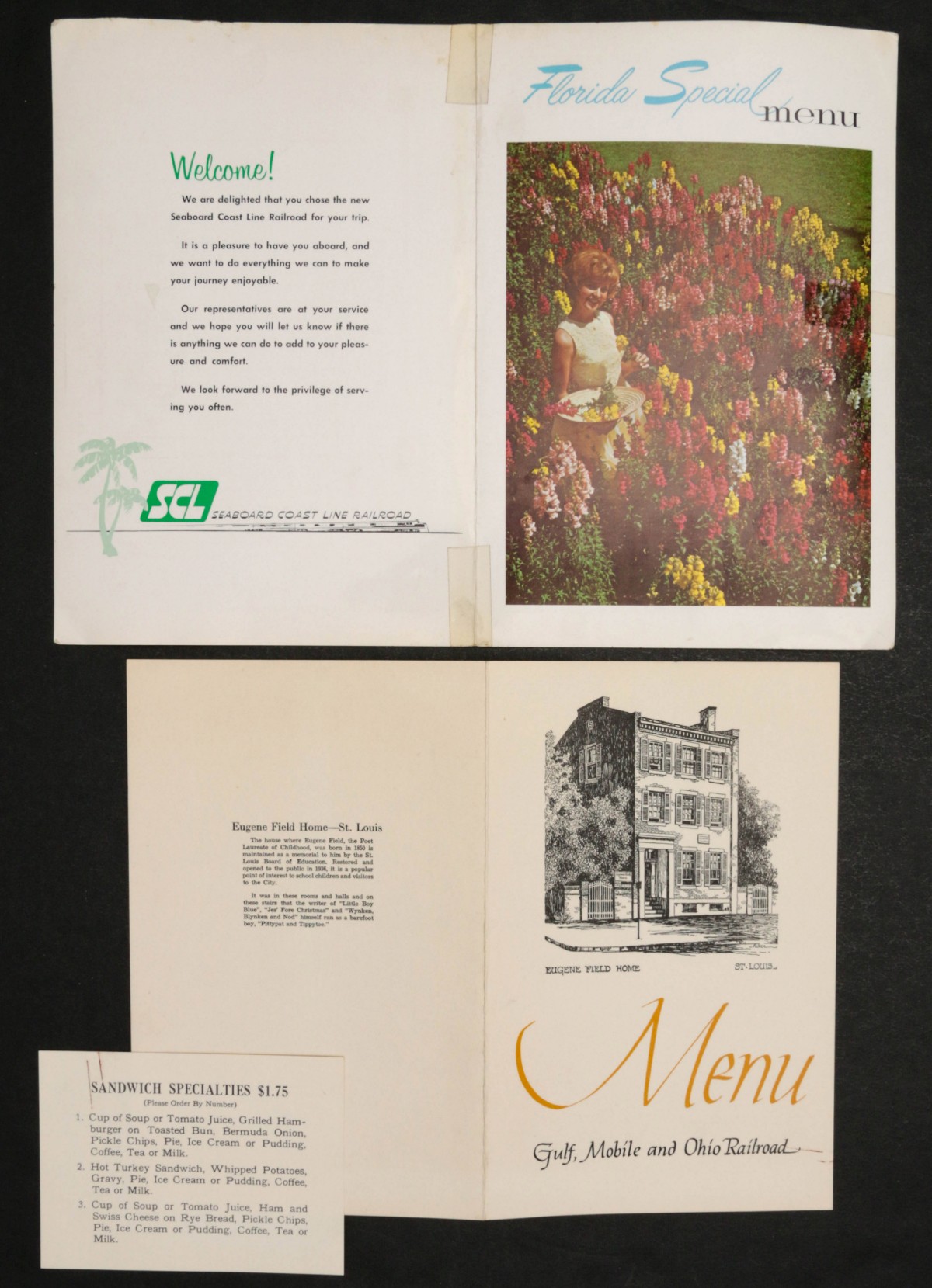 A COLLECTION OF RAILROAD MENUS 1926-1971