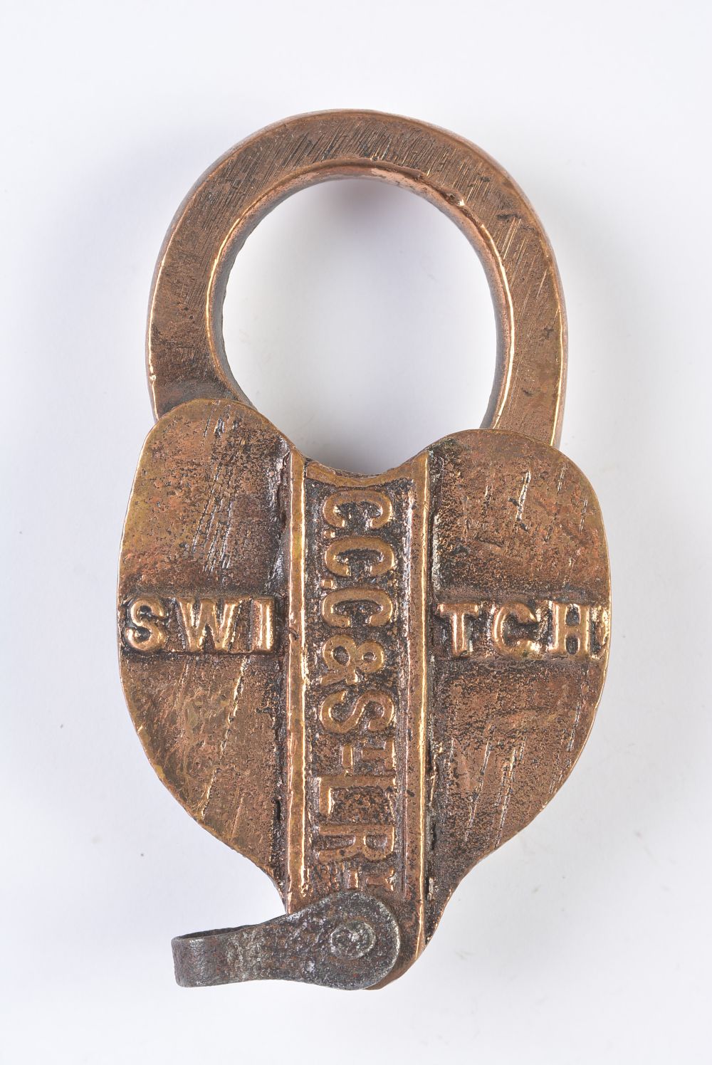 A C.C.C.&St.L RAILWAY BRASS PADLOCK WITH HIGH SHACKLE