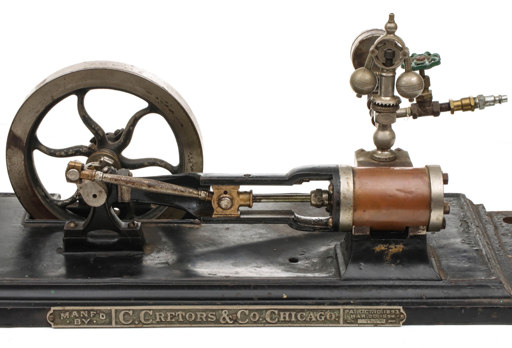 A CRETORS & CO HORIZONTAL STEAM ENGINE CIRCA 1895