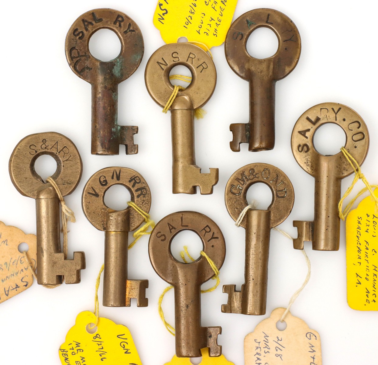 A COLLECTION OF SWITCH KEYS FOR SOUTHERN U.S. RAILROADS